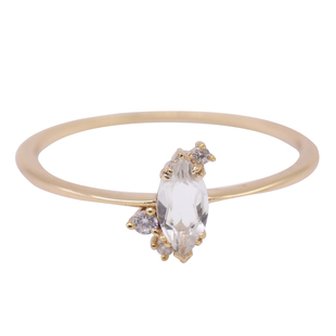 银河的白镜子。极简又别致 纯美天然白水晶马眼 925纯银镀金 戒指