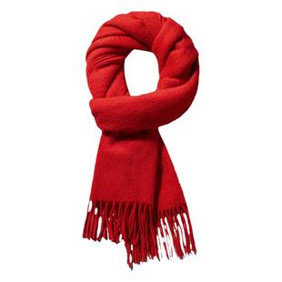 恒源祥100%羊毛红色围巾女冬男中国红定制logo生肖马年本命年礼物