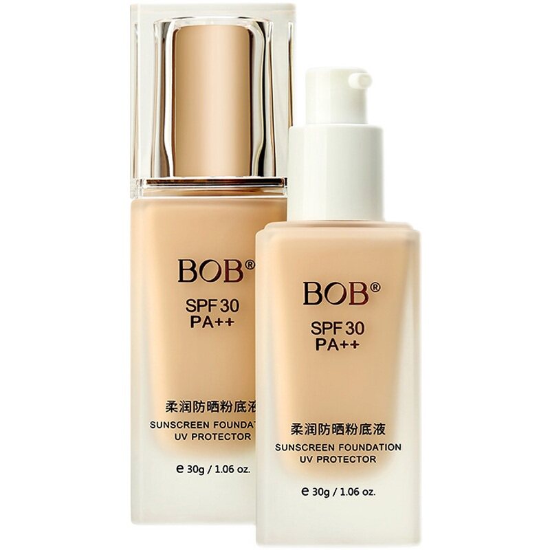 BOB柔润防晒粉底液霜SPF30美白遮瑕修饰肤色自然持久防紫外晒黑