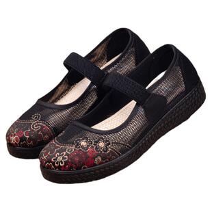 老北京布鞋女款妈妈单鞋夏季老太太防滑鞋中老年软底老人奶奶网鞋