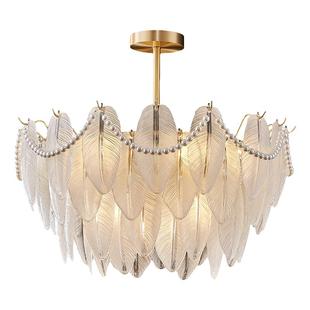 帕莎全铜轻奢客厅灯简约现代餐厅灯设计师卧室灯玻璃别墅法式吊灯