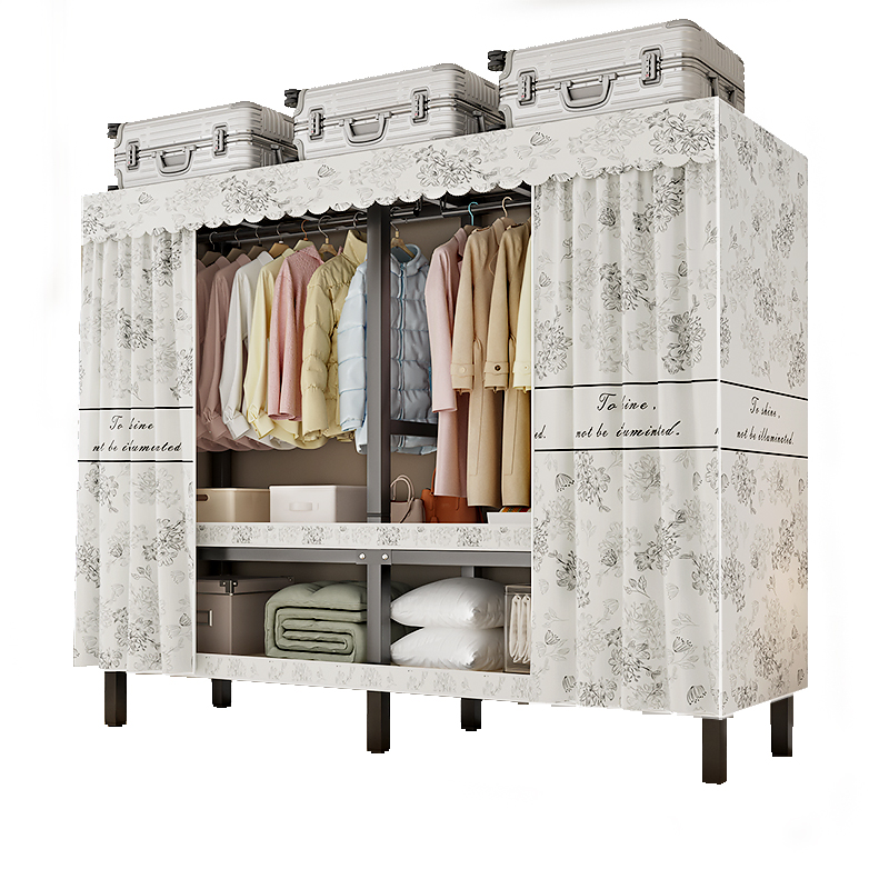 免安装衣柜卧室家用简易布衣柜碳钢架加粗加厚出租房新款结实耐用