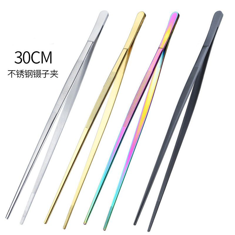 现货不锈钢加厚防碘伏辅料直线镊子夹圆艺造景夹多功能家用工具