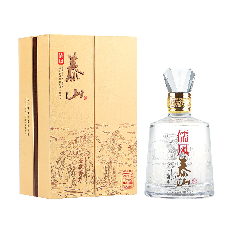 泰山牌 儒风泰山儒商 42度浓香型白酒 五岳独尊昂头天外 500ml*4