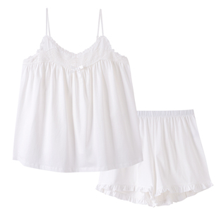 芬腾可安睡衣夏天女款纯棉吊带短裤性感套装夏季纯欲风全棉家居服