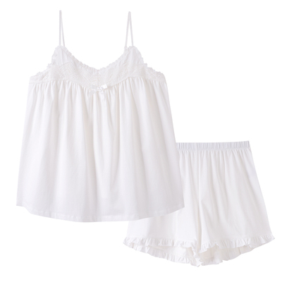 芬腾正品夏季女纯棉吊带睡衣套装