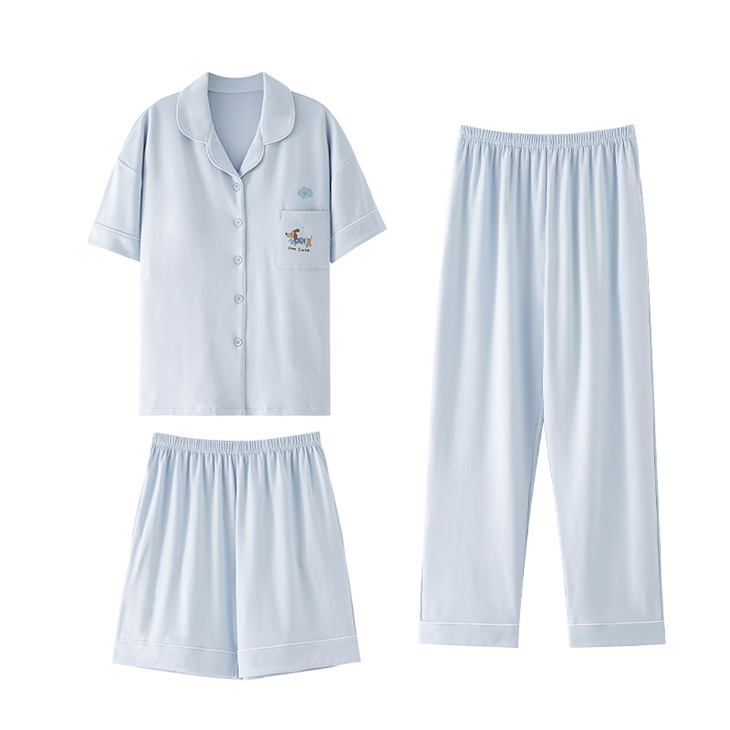 纯棉女士睡衣自带胸垫薄款家居服