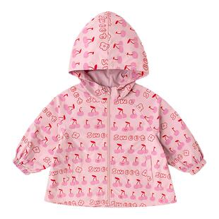 嘟嘟家女童三防外套春款宝宝连帽软壳服春秋儿童上衣春季女宝春装
