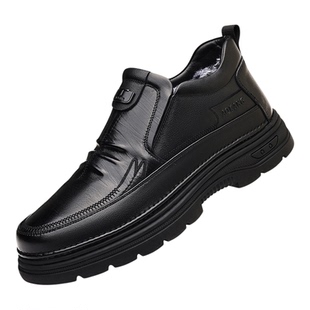 奥康男鞋冬季加绒保暖中高帮皮鞋厚底防滑棉鞋男士休闲中年爸爸鞋