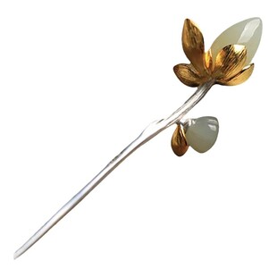 十二金钗镀925银步摇发簪女夏莲蓬高级感盘发古风白玉发钗簪子