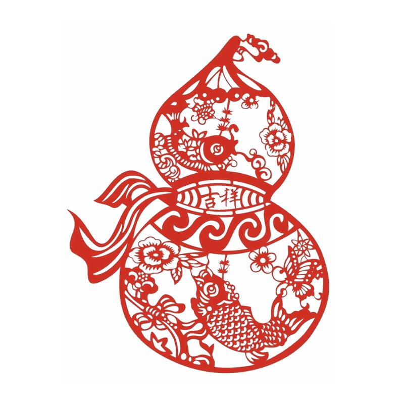 葫芦窗花贴纸自粘防水静电玻璃门窗红色中式装饰贴可遮瑕可移除贴
