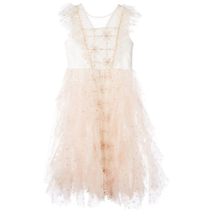 中小学生晚礼服红色拖尾连衣裙儿童公主裙生日宴钢琴演奏奢华闪亮