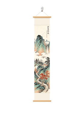 新中式书房茶室山水画玄关装饰画