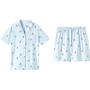 曼妮芬春夏动物印花莫代尔女士短袖短裤套装家居服睡衣外穿起居服
