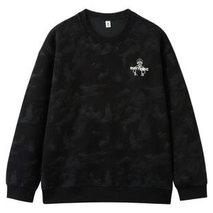 快鱼卫衣男款2025新款秋季穿搭宽松舒适休闲圆领简约刺绣扎染上衣