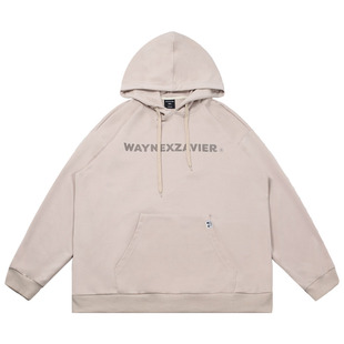 韦恩泽维尔潮牌大码连帽卫衣男女情侣款秋季高街ins宽松百搭8069