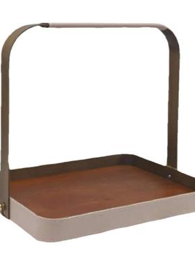 简约方形黑胡桃木手提式托盘摆件