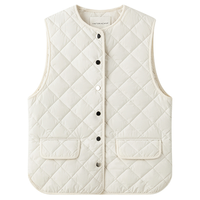 VIKTORIACHAN25/26秋冬成衣系列新品 菱格银色按扣无袖马甲背心