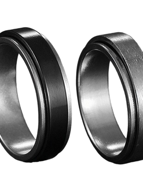 转动减压钛钢戒指ring沙面指环扳