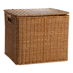 衣物编织收纳筐带盖仿藤编篮杂物收纳盒衣服储物箱草编收纳箱大号