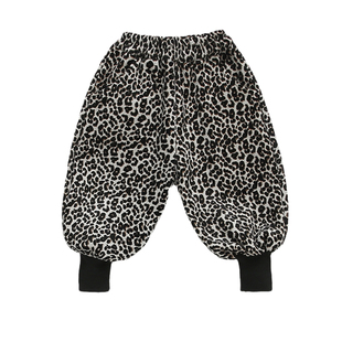 女童加绒豹纹卫裤宝宝一体绒束脚休闲裤儿童宝宝秋冬新款薄绒裤子