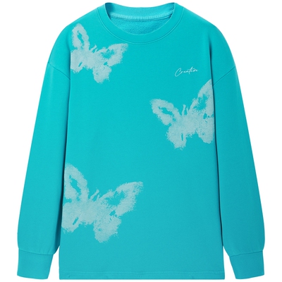 太平鸟女装 女士潮流圆领印花图案卫衣外套A3CRF1134