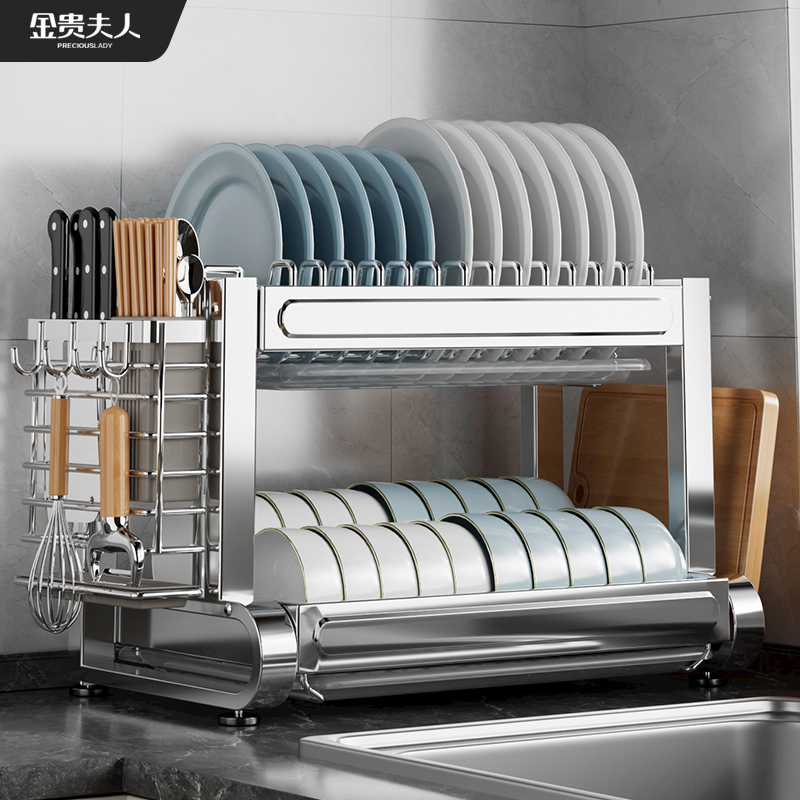 碗碟架304不锈钢厨房置物架台面碗盘收纳多功能筷厨具沥水架碗架