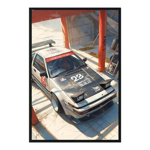 头文字D日本动漫画秋名山装饰画藤原拓海改装店汽贸丰田AE86挂画