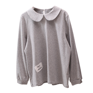 日系娃娃领打底衫T恤女上衣卫衣文艺复古百搭森女系大码灯笼袖胖M