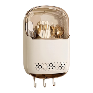 筷子收纳盒家用高档厨房置物2026新款筷笼沥水架勺子筷子筒壁挂式