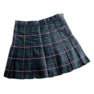 新款欧美复古高腰显瘦格子百褶裙 少女反a字半身裙裤女潮