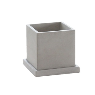 侘寂风方形水泥小花盆多肉陶瓷方盆陶土粗陶仙人掌四方陶盆带托盘