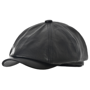 【吉杰推荐】卡蒙复古油蜡皮前进鸭舌帽显脸小真皮贝雷帽