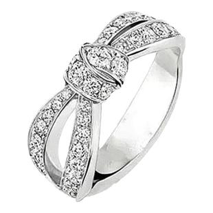 AU750纯18K玫瑰金新款美国进口D色莫桑石满钻微镶蝴蝶结戒指时尚