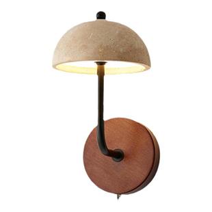 黄洞石床头壁灯法式中古风客厅墙壁灯日式侘寂风房间卧室氛围灯具