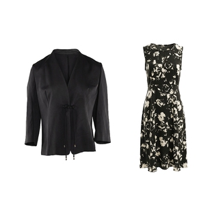 马天奴2026春夏新款黑色西装外套印花连衣裙子两件套装气质时尚女