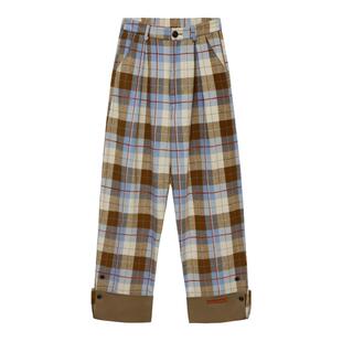 WhyBerry 22AW“复古英伦”牛仔美式格子裤休闲阔腿裤原创复古风