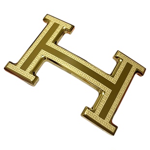 新款不锈钢H字母皮带扣头男款平滑扣内穿式24K包金裤腰带挂扣高端