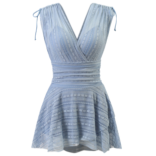 泳衣女款2025年新款遮肉显瘦裙式连体带钢圈微胖大码海边度假泳装