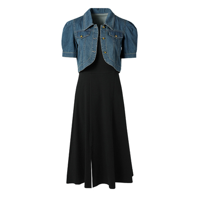 EF牛仔短袖外套吊带连衣裙两件套