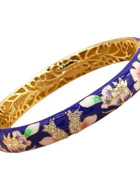 复古高雅女铜景泰蓝手镯大圈旅游