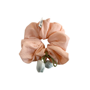 遇见春天~韩系郁金香花朵大肠发圈女高级感森系头饰超大发绳春季