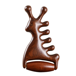 柒玥星遗金丝檀木小鹿滚筒按摩梳鹿角经络头疗面部刮筒疏通刮鼻梁