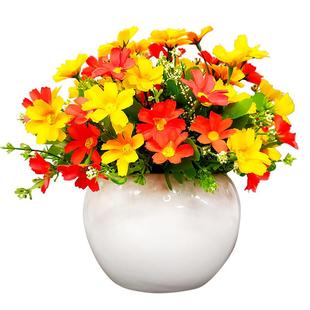 雏菊绢花陶瓷盆栽干花花束假花仿真花套装摆件装饰客厅家居绿植物