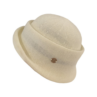 赫本风留洋千金白色礼帽女春夏薄款显脸小透气卷边渔夫帽子贝雷帽