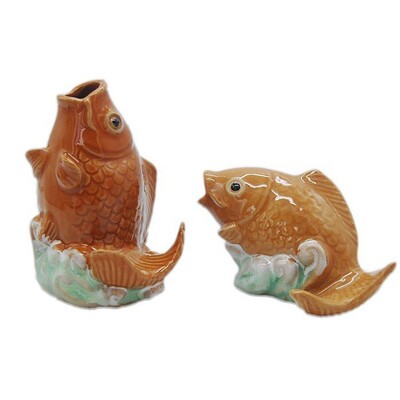 鲤鱼陶瓷园林庭院假山盆景装饰品