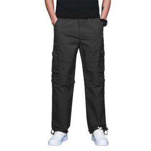 可拆卸两节裤子男士冰丝工装裤男款休闲裤宽松直筒速干裤夏季薄款