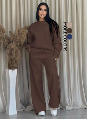 Y 73803 Women's Solid Color Wide Leg Pants Set 女装阔腿裤套
