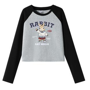 班尼路显瘦t恤女长袖春秋2025新款时尚百搭打底衫小个子内搭上衣Q