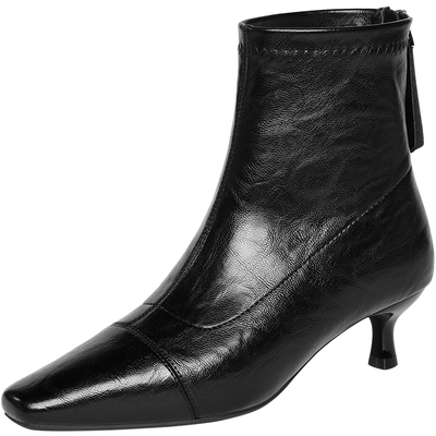 2025新款时尚方头气质短靴